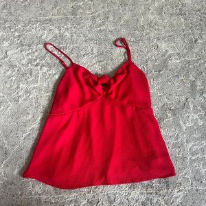 Red tank top spaghetti straps knot front